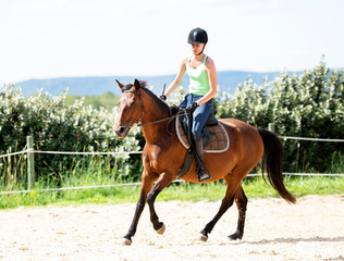riding girl and horse