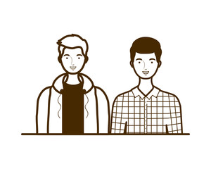 silhouette of men on white background