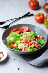 Spelt and Fresh Vegetables Salad, Tasty Vegetarian Meal