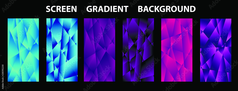 Poster set of colorful polygonal vector eps 10 illustration gradient background texture. simply geometric p