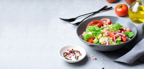 Spelt and Fresh Vegetables Salad, Tasty Vegetarian Meal