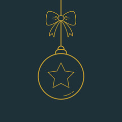 Christmas ball with festive star. Simple Xmas decoration. Vector