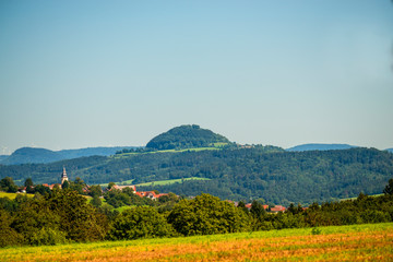 panoramic view to the hill Hohenstaufen in Germany