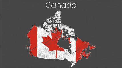 Canada map-flag chalkboard style illustration