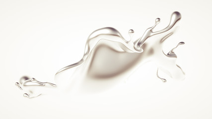 Silver splash. 3d illustration, 3d rendering.