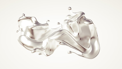 Silver splash. 3d illustration, 3d rendering.