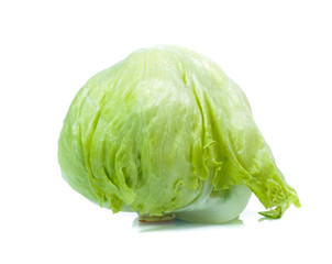 Fototapeta premium Green Iceberg lettuce on White Background