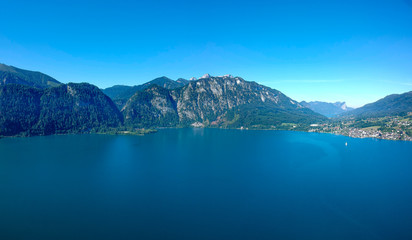 Fototapeta na wymiar Aerial view of the lake Attersee in the Austrian Salzkammergut