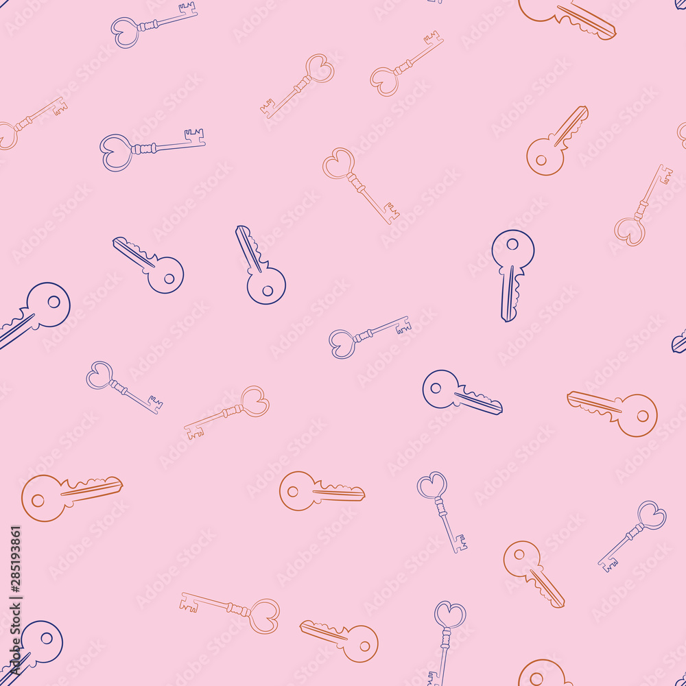 Poster seamless vector pattern with keys. texture for textile, wallpaper and backdrop