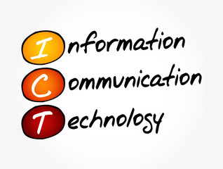 ICT - Information Communication Technology acronym, concept background
