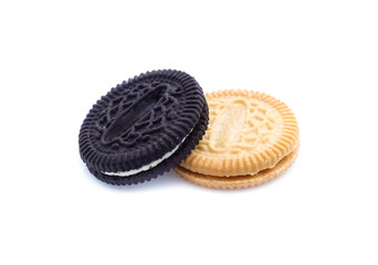 cookies with cream filling isolated on white background