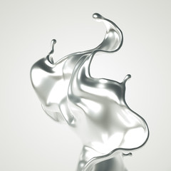 Silver splash. 3d illustration, 3d rendering.