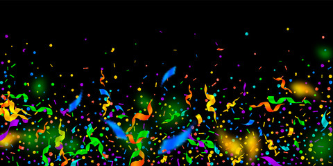 Streamers and confetti. Festive tinsel and foil ri