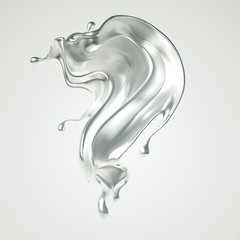 Silver splash. 3d illustration, 3d rendering.