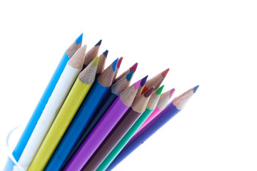 Color pencils isolated on white background.
