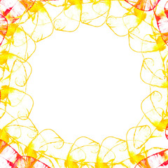 Bright frame of abstract watercolor spots. For artistic design of images, photos. It's hand painted.