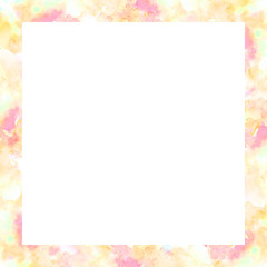 Bright frame of abstract watercolor spots. For artistic design of images, photos. It's hand painted.
