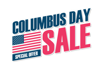 USA Columbus Day Sale special offer banner with american national flag for business, promotion and discount shopping. United States holiday sale vector illustration.