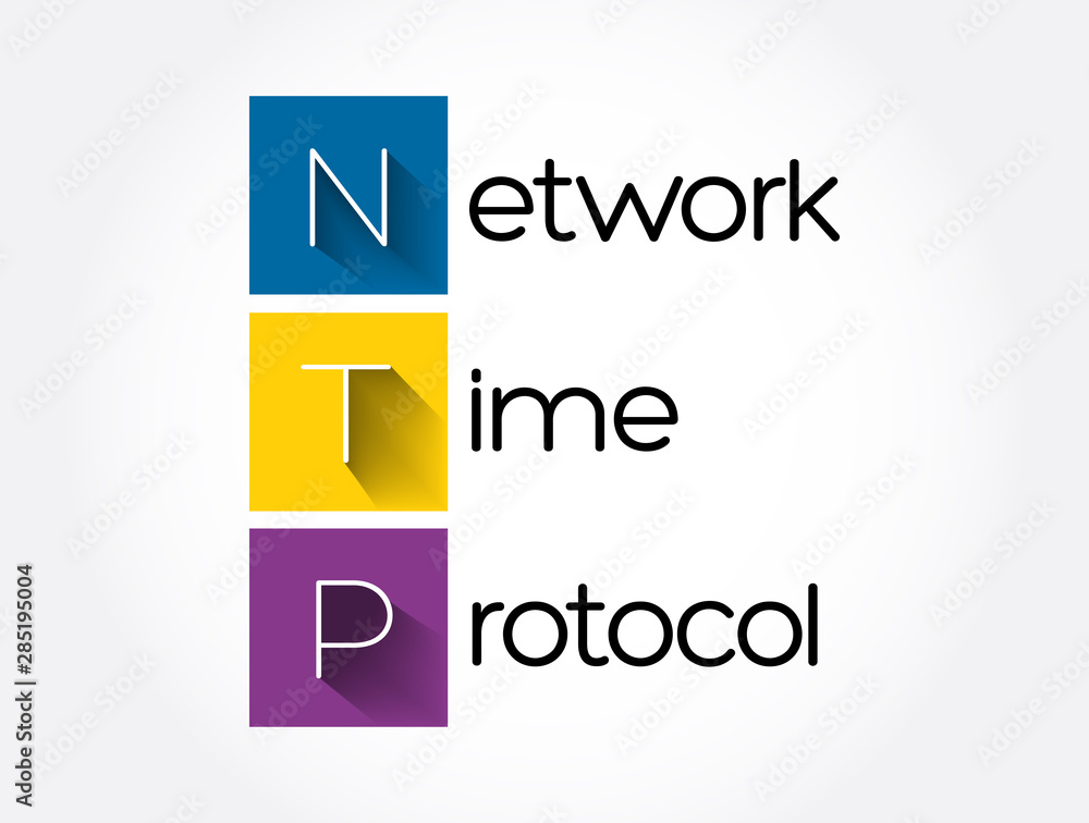 Poster ntp - network time protocol acronym, technology concept background