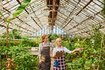 Teacher shows her student how to grow vegetables.