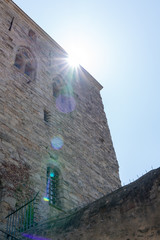 Castle medieval in Carcassonne with sun day France