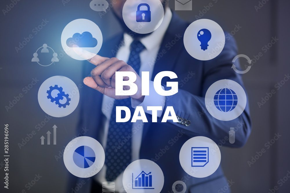 Poster Big data analytics and network concept with icons