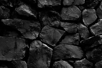 Natural fire ashes with dark grey black coals texture. It is a flammable black hard rock. Space for text.