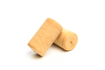 Wine corks isolated on white background .