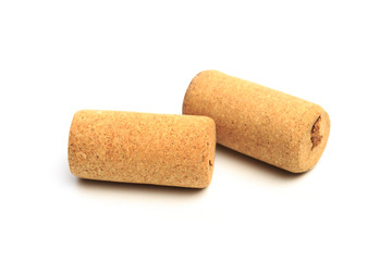 Wine corks isolated on white background .