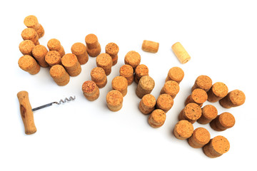 Wine corks isolated on white background .