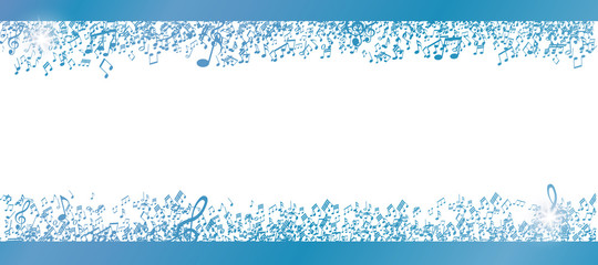 blue musical notes frame isolated on white background