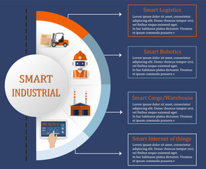 Smart industry 4.0 infographic with Smart Manufacturing and Artificial intelligence concept. Vector illustration.