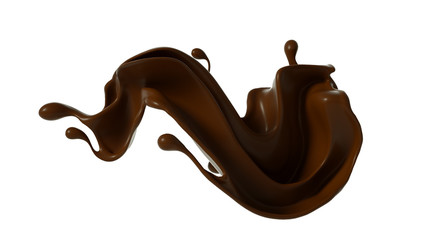 Splash of chocolate 3d illustration, 3d rendering.