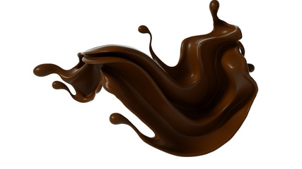 Splash of chocolate 3d illustration, 3d rendering.