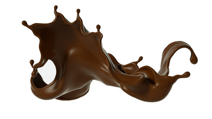 Splash of chocolate 3d illustration, 3d rendering.