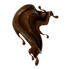 Splash of chocolate 3d illustration, 3d rendering.