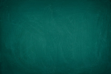 Working place on empty rubbed out on green board chalkboard texture background for classroom or...