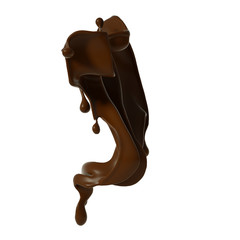 Splash of chocolate 3d illustration, 3d rendering.