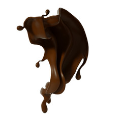 Splash of chocolate 3d illustration, 3d rendering.