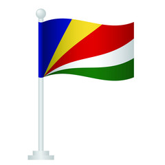 Seychelles flag. National flag of Seychelles on pole vector 