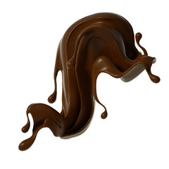 Splash of chocolate 3d illustration, 3d rendering.
