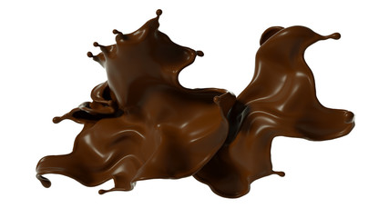 Splash of chocolate 3d illustration, 3d rendering.