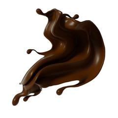 Splash of chocolate 3d illustration, 3d rendering.