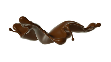 Splash of chocolate 3d illustration, 3d rendering.