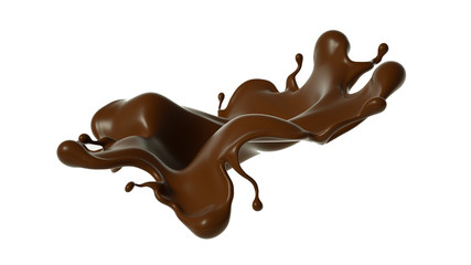 Splash of chocolate 3d illustration, 3d rendering.