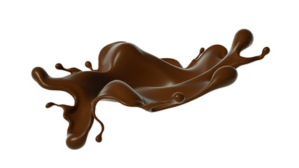 Splash of chocolate 3d illustration, 3d rendering.