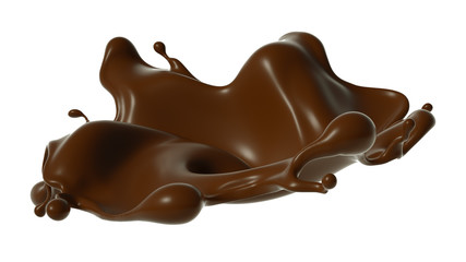 Splash of chocolate 3d illustration, 3d rendering.