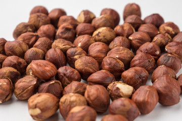 nutritious nuts, hazelnuts on a white background