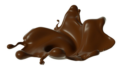 Splash of chocolate 3d illustration, 3d rendering.