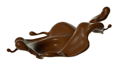 Splash of chocolate 3d illustration, 3d rendering.